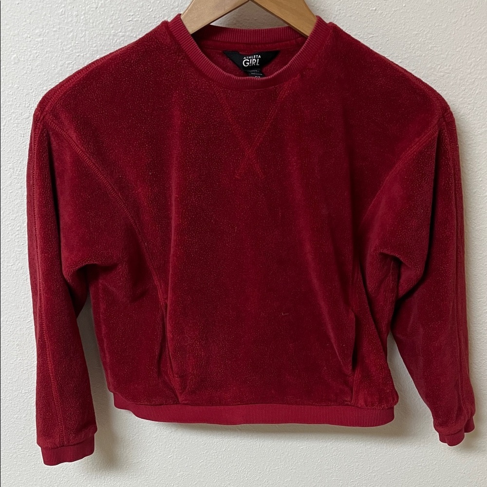 Athleta Girl Red fleece Sweatshirt girl’s size S/7